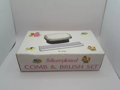 Vintage Silver Plated Child’s Comb And Brush Set Baby Original Box - Hong Kong • $16.15