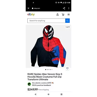 Marvel Unisex Spiderman Zip Up Hoodie Sweatshirt Size Large Ultimate RARE • $134