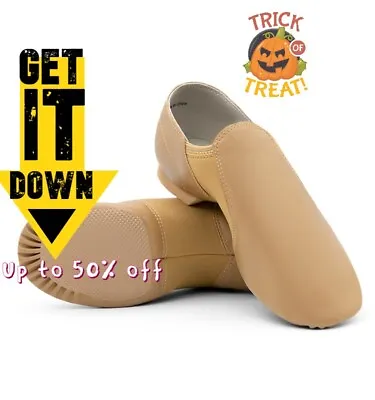 Professional Split Sole Tan Jazz Shoes With Elastic Dance Shoe For Women And Men • $14.99