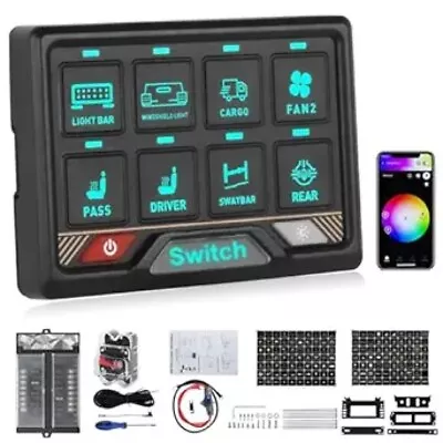 RGB 8 Gang Switch Panel Dimmable LED Light Bar Relay System Marine • $89.99