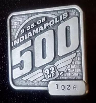 Indianapolis Motor Speedway 500 Pewter Tone Metal 2008 Pit Badge #1026 • $29