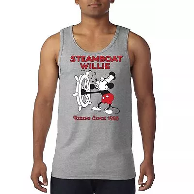 Steamboat Willie Vibing Since 1928 Tank Top Retro Cartoon Mouse Icon Men's Top • $19.95