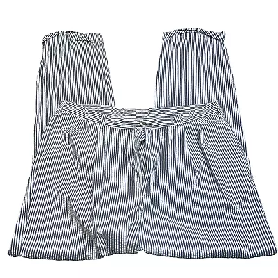 Tommy Hilfiger Seersucker Pleated Pants Men 38x30 Blue White Striped Cuffed • $15.99