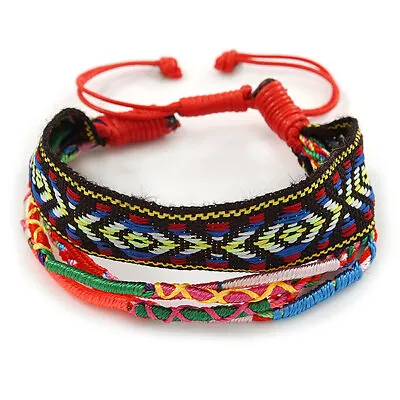 Unisex Handmade Multicoloured Cotton Woven Friendship Bracelet - Adjustable • £7.90