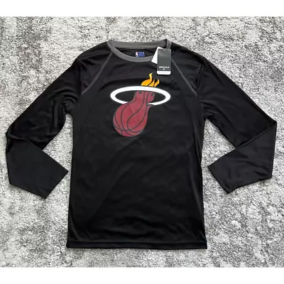 Miami Heat NBA Mens Shirt Black Long Raglan Sleeve Pullover Basketball S New • $9.74