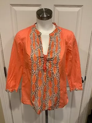 J.Crew Orange Floral & Polka Dot Print Tunic Size 4 • $15