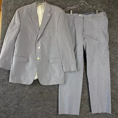 Lauren Ralph Lauren Seersucker 2 Piece Suit 42R Blue White Pinstripe • $119.97