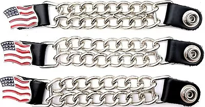 3 American Flag Double Chain Motorcycle Biker Military Vest Extender Made In Usa • $22.99