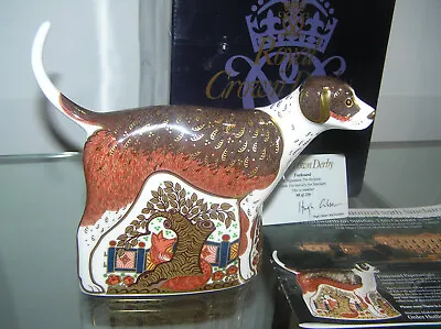 £195 • Buy Royal Crown Derby Paperweight Pre Release Signed Foxhound Sinclairs  Box & Cert