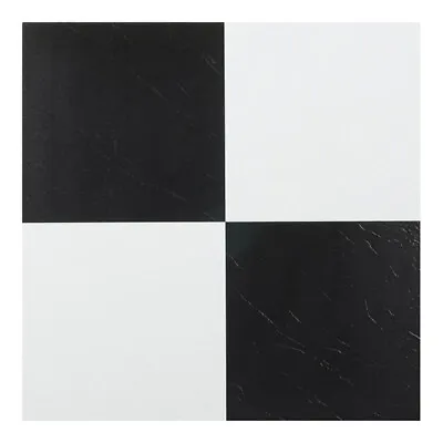 Black And White Vinyl Tiles Peel And Stick Floor 20 Pack Flooring Self Adhesive • $16.97