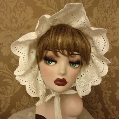 Women Floral Embroidered Lolita Hat Cap Ruffle Bonnet Pioneer Prairie Victorian • $38.39