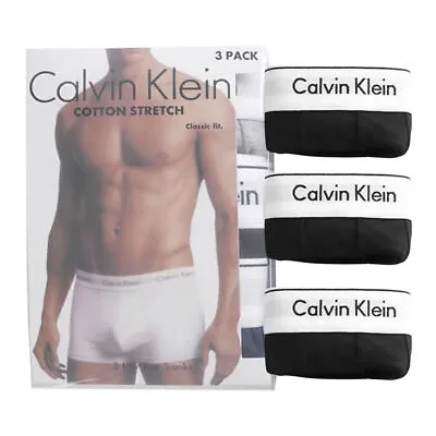 Calvin Klein Men's Brief Stretch Boxers 3 In 1 Pack All Black White Belt UK • £14.59