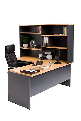 L Shaped Corner Workstation Office Desk With Hutch Executive Desk For Home Offic • $705.98