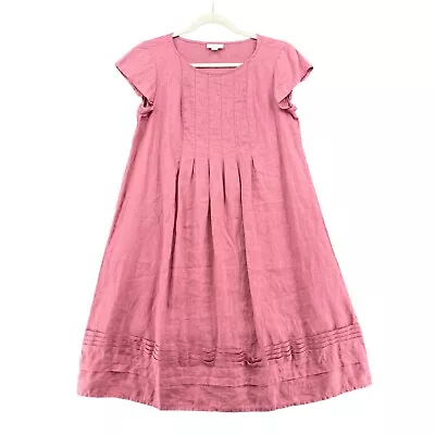 J. Jill Love Linen Dress Womens XS Petite Pintuck Pleats Short Sleeve Casual • $25.19