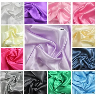 £2.99 • Buy 1 Metre -Satin Material Fabric Silky Dressmaking Wedding Alterations150cm  UK