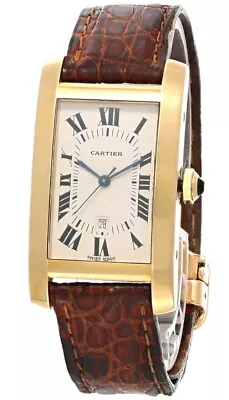 CARTIER VINTAGE Tank Americana 18K Yellow Gold Men's Watch 02052 • $9995