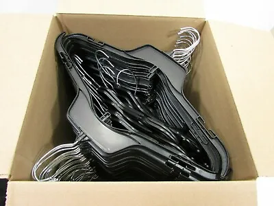 Black Plastic Hangers Metal Hooks 17  Inch Shirt Blouse Dress Top - Pack Of 10 • $9