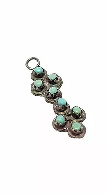 Vintage Petite Point Turquoise Sterling Silver Pendant • $24.27