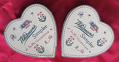 RARE TWO Vtg Authentic EARLY 60s WHITMAN’S Heart Shaped Valentine Sampler Boxes • $25