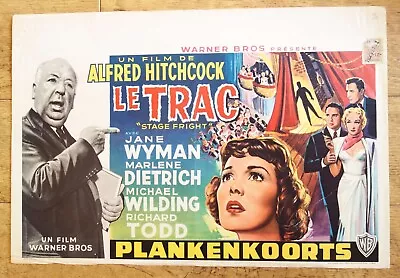 STAGE FRIGHT Alfred HItchcock Marlene Dietrich Original Belgian Movie Poster R60 • $45