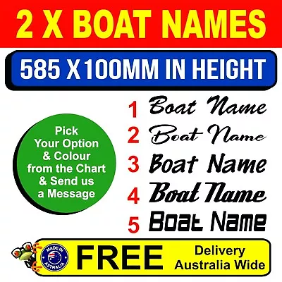 $28 • Buy 2x Boat Sticker Decal CUSTOM FISHING BOAT NAME STICKERS MARINE 8-10 Year Vinyl