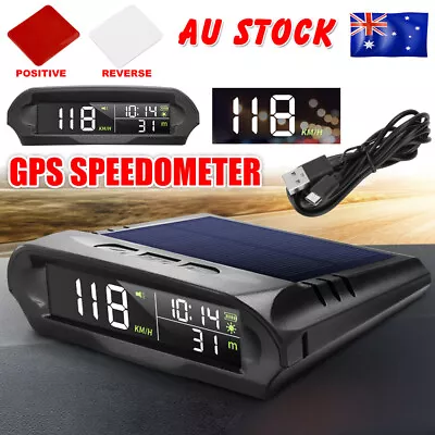 Universal Car Wireless HUD Display Digital GPS Speedometer Solar Charged Alarm • $41.95