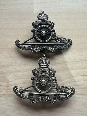 Tb417- 2x Royal Artillery Volunteers 3 Lug & Slider Cap Badge - J.R Gaunt • $16.02
