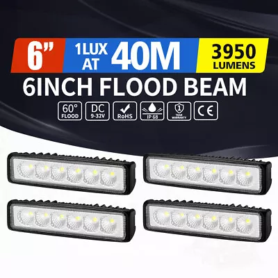 4x 6inch Flood LED Work Light Bar Osram Offroad 4x4 Boat DRL Fog 12V 24V • $35.95