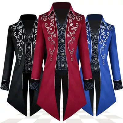 Mens Medieval Costume Steam Punk Long Style Retro Trench Show Jacket Coat Outfit • $60.79