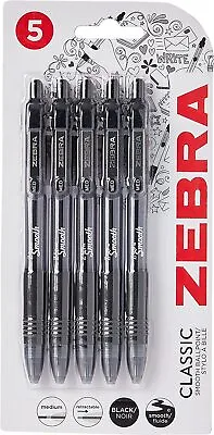 Zebra 2438 Z Grip Smooth Retractable Ballpoint Pen  Black (Pack Of 5) (Packagi • £3.76