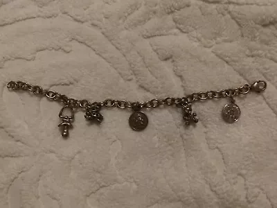 Vtg. 925 Sterling Silver Charm Bracelet 5 Charms  Baby Theme  7 In.  • $32