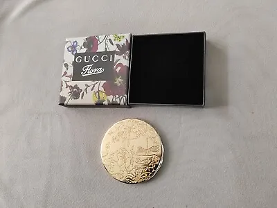 Gucci PARFUMS Mirror Compact Miroir With Box Gold Flower Relief Gucci Plants • $27.99