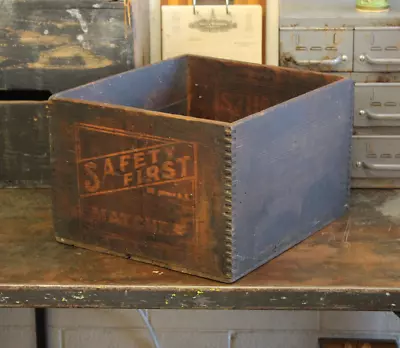 Antique Vtg Diamond Match Co Wooden Advertising Crate Early Saftey First 1920s • $110