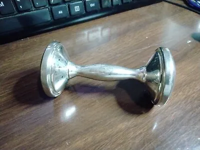 Vintage Sterling Silver Baby Rattle - Dumbbell Style - Unmarked - Excellent 63g • $55