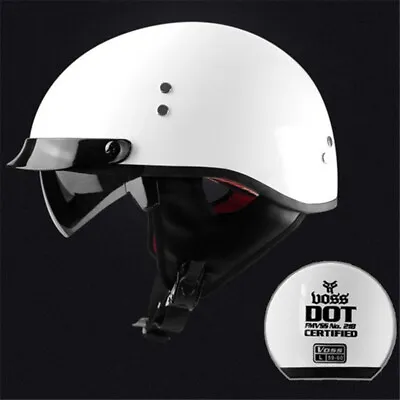 DOT Motorcycle Helmets Half Helmet Scooter Helmet With Sun Visor Glossy White • $69.99