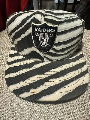 Zubaz Zebra 1980's Vintage Los Angeles Raiders Hat Cap Stripes AOP Snapback NFL • $25