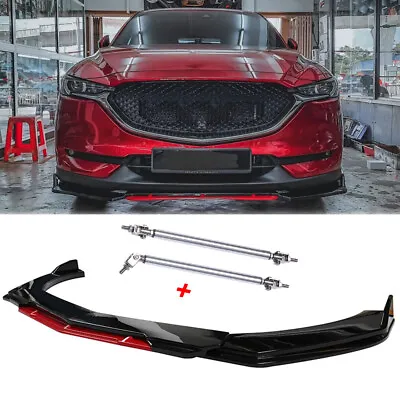 Front Bumper Lip Spoiler Splitter Parts + Strut Rods For Mazda CX3 CX5 CX9 CX-50 • $109.11