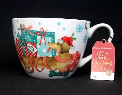 Christmas Hot Dog Dachshund Festive Bone China 16 Fl Oz Coffee Mug By Portobello • $34.99