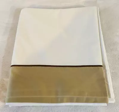 RESTORATION HARDWARE Italian Beige / Brown Piping FLAT Queen Sheet • $35