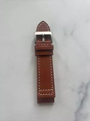 Hadley Roma 24mm Regular Tan Brown Leather Contrast Stitched Watch Band Straps • $17