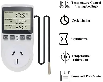$35.50 • Buy Digital Temperature Controller Outlet Socket Thermostat Plug With Sensor Probe