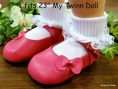 DARK PINK W/Side Bow MARY JANES DOLL SHOES Fits 23  MY TWINN DOLL CLOTHES • $7.98