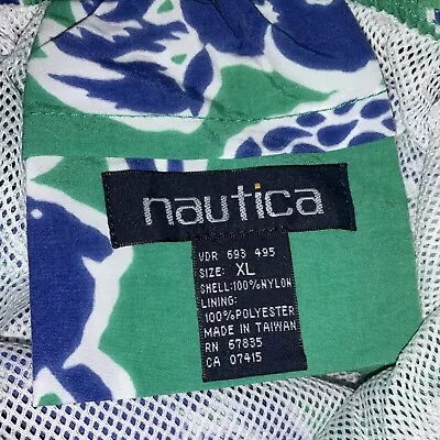 Nautica Men Swim Trunk Green Floral Sz XL With Pockets Shorts Drawstring VINTAGE • $20