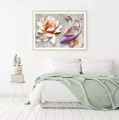 Colorful Flower & Fish 3D Design Print Premium Poster High Quality Choose Sizes • $12.90