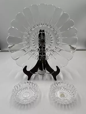 Crystal Serving Plate & Mikasa Tea-light Candle Holders • $7