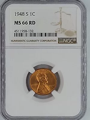 1948 S Lincoln Wheat Cent  Ngc Ms 66 Rd  • $3.99