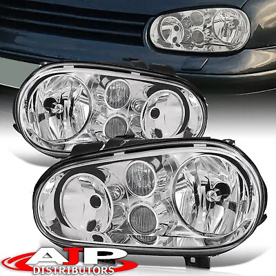 Chrome Head Lights Assembly + Driving Fog Lamps For 1999-2006 VW Golf GTI MK4 IV • $97.99