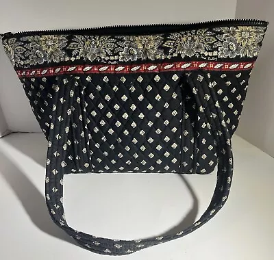 Vera Bradley Black Floral & Leaves Purse Tote Bag • $12