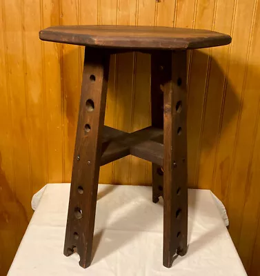 Antique Octagonal Arts Crafts Plant Stand With Cutouts  Very Scarce • $99.99