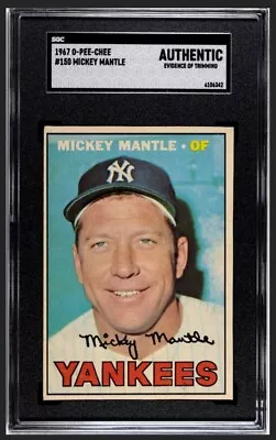 1967 O-PEE-CHEE Mickey Mantle SGC AUTHENTIC (JUST GRADED) 150 OPC Canadian Topps • $400
